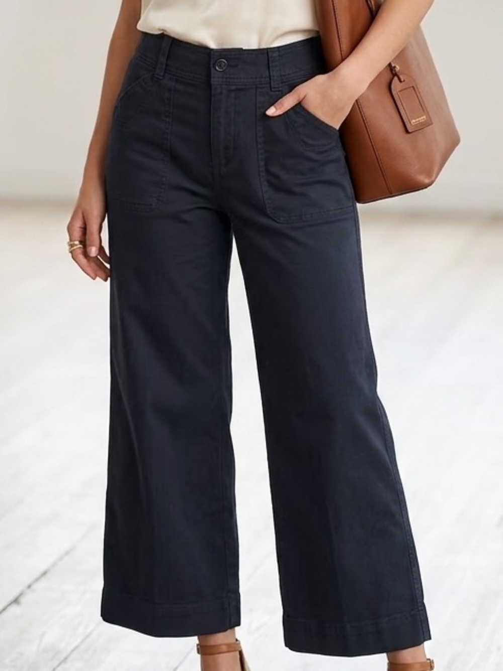 Green label Lauren Ralph Lauren black wide-leg cropped pants Size 10
